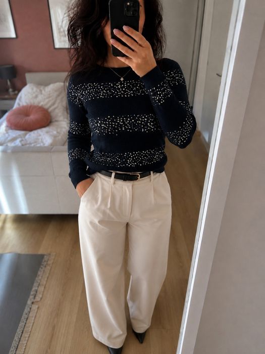 Tommy Hilfiger & Gigi Hadid Sweter wełna moher cekiny XS / S markowy premium