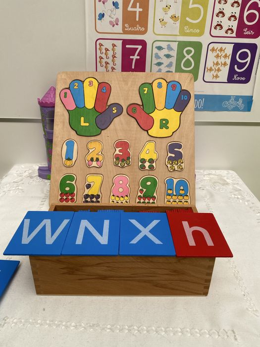 Montessori Letras de areia e Numeros brinquedos de madeira educativos