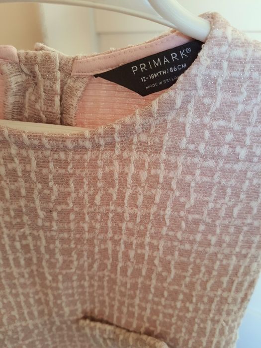 Pudrowa sukienka z kokardką Primark 86cm 12-18 miesięcy