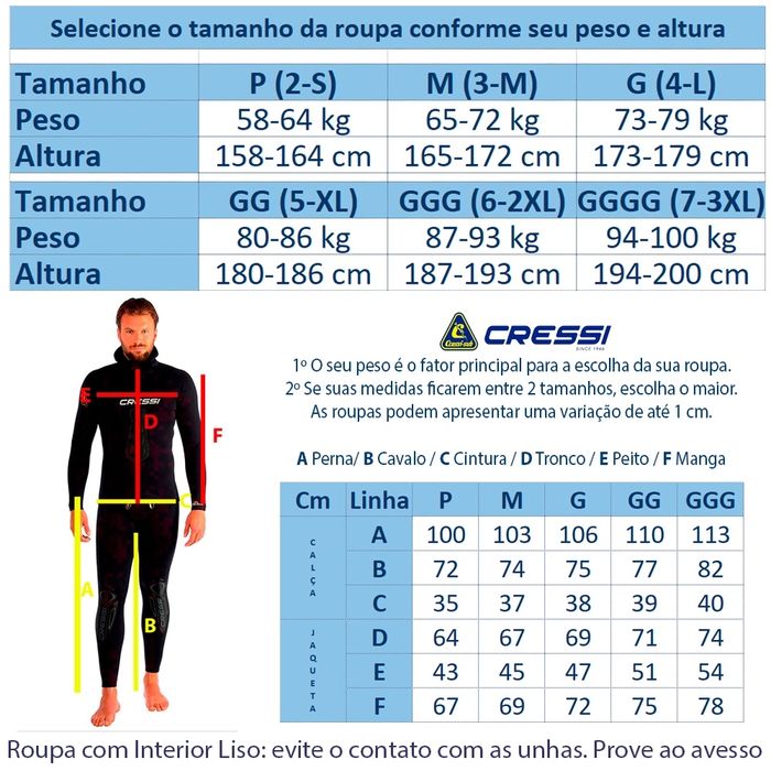 Fato e luvas de mergulho cressi