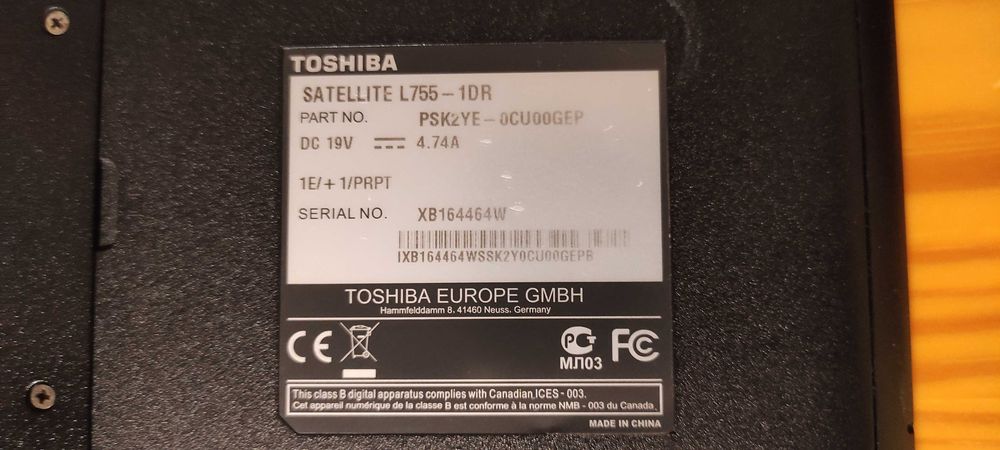 Portátil Toshiba Satellite L755