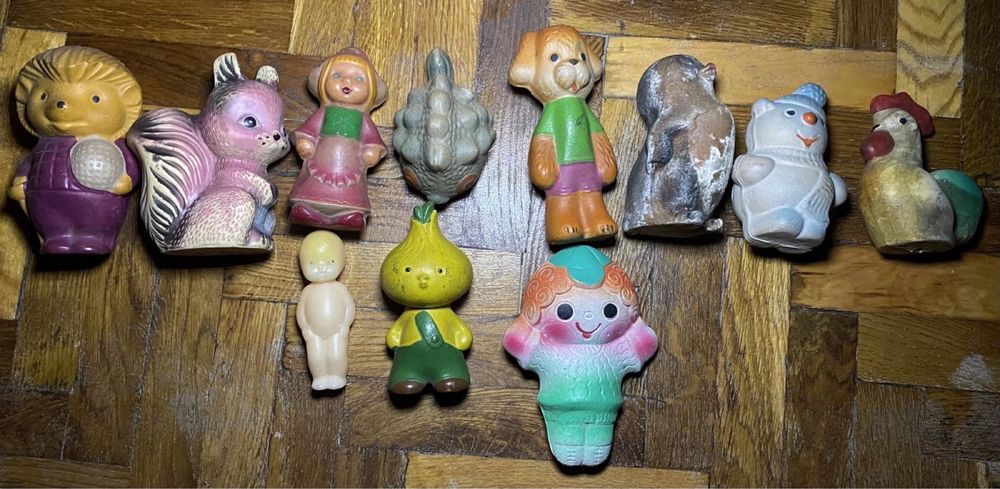 Игрушки ссср 11 шт.Чиполлино Ёжик Петушок Пингвин Белочка Красная шапо