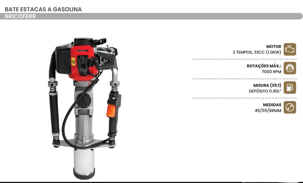 Bate Estacas a Gasolina 2 TEMPOS, 33CC 1.0KW7000 RPM JL20
