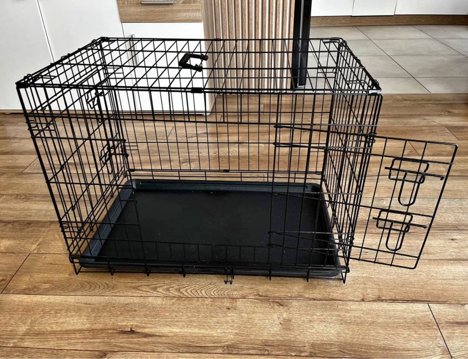 Klatka dla psa kota metalowa kojec kennelowa solidna 63CM czarna NOWA