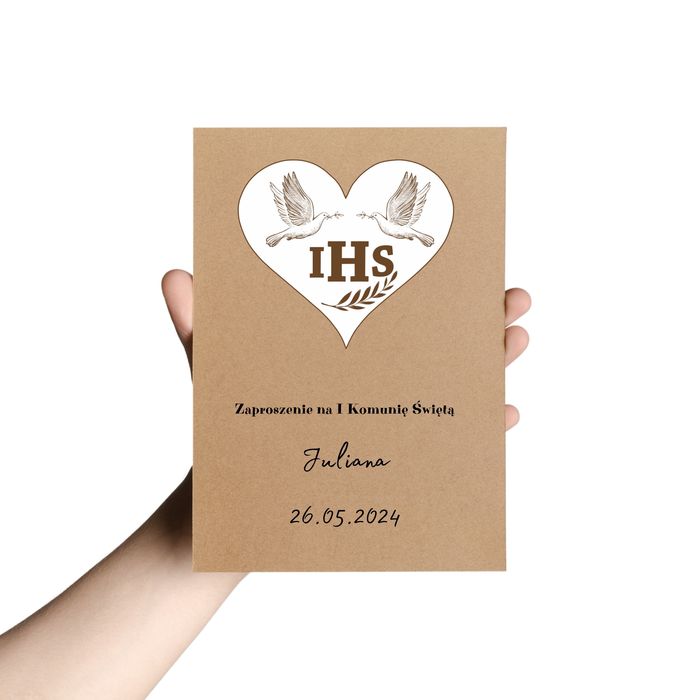 Scrapki białe IHS z Komunia zaproszenia podziękowania 10szt