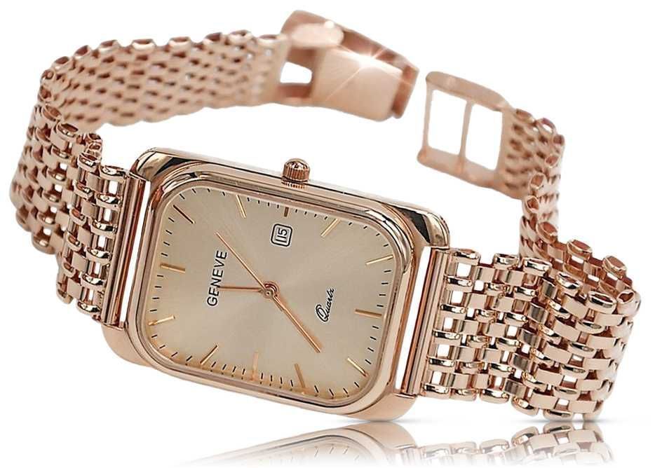 Męski zegarek z czerwonego różowego złota 14k 585 Geneve mw001r