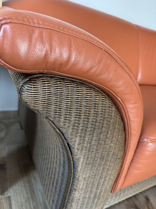 LLOYD LOOM by VIVA – komplet wypoczynkowy 3+2+1 | NATURALNA SKÓRA | NIEMIECKA JAKOŚĆ Kanapa Sofa Fotel Poduszki  Super kolor ! Zobacz