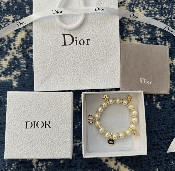 Bransoletka Dior perły biała złoty kolor nowa z pudełkiem akcesoria
