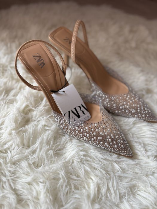 Туфлі лодочки жіночі з стразами zara:36,37,38,39