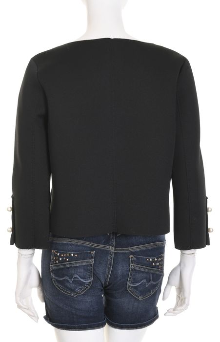 COMMA krótki czarny żakiet pudełkowy z neoprenu bolerko r. 40