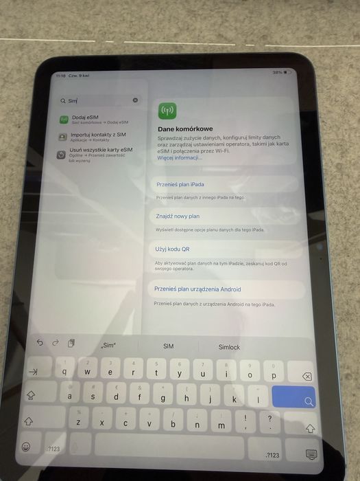 iPad 10 gen 64GB Cellular SIM eSIM niebieski bardzo ładny stan