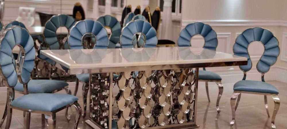 Stół + 6 krzeseł Glamour Silver Premium PROMOCJE