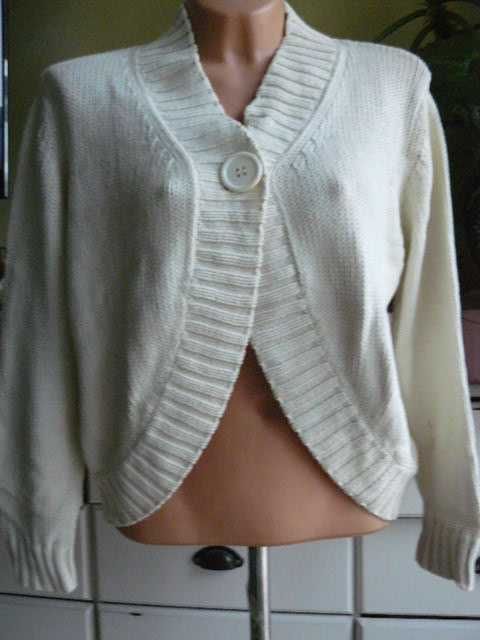 BIAGGINI sweter bolerko rozpinany 44 46 48 kremowy 2XL do sukienki