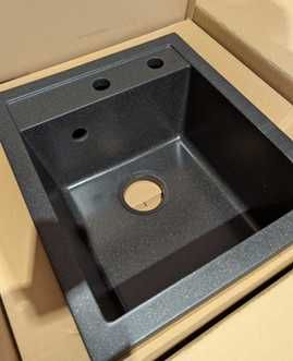 Zlewozmywak granitowy wpuszczany czarny z domieszką złota 50x47 NOWY