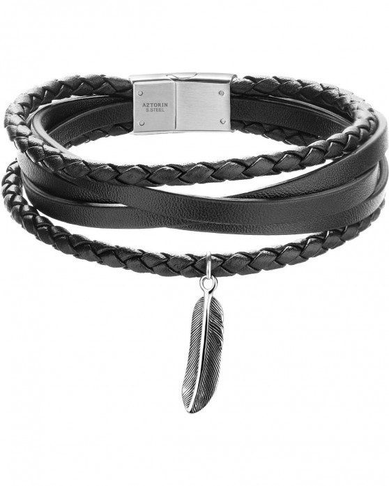 Кожаный браслет Aztorin перо