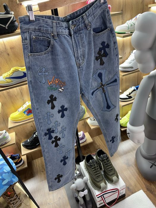 Джинси Chrome Hearts Limited Cross Logo Blue