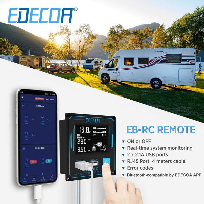 Inversor onda pura EDECOA 12V-220V(3500W) (Autocaravana / Campervan)