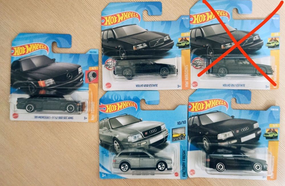 Hot wheels audi rs2, volvo 850 estate, mercedes 560 sec, nissan lb-works 35gt, toyota supra ford f-150 Mustang Shelby gt500 Raijin batmobile 5pack