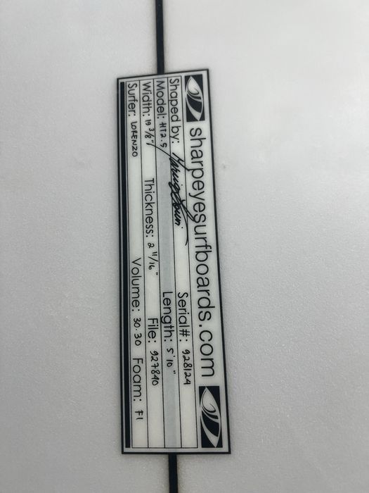 Sharpeye  5’10 30 L   HT2.5