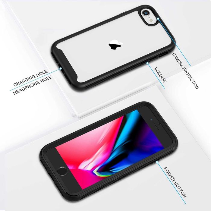 CENHUFO etui do iPhone 8/7/6/6S SE 2020 SE 2022 mocne 360 pancerne