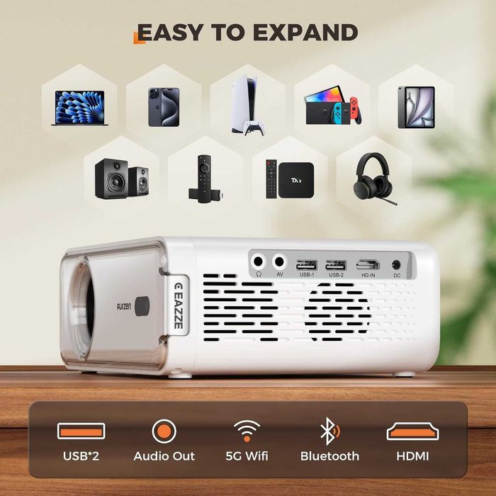 Projektor Rzutnik Aurzen EAZZE D1 4K Android TV Smart WiFi Głośnik HDR 200"
