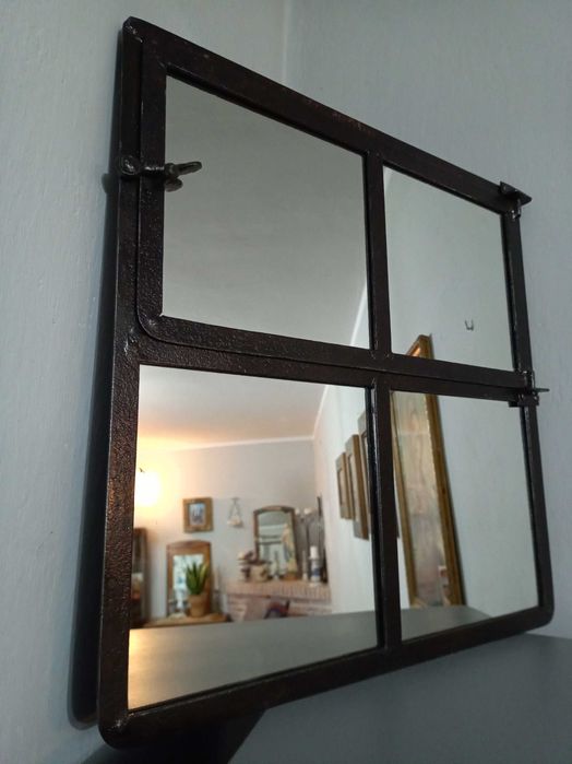Lustro loft stare metalowe kute okno