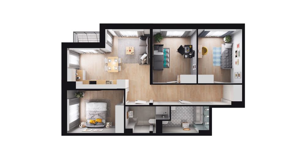 4-pokojowe mieszkanie 76m2 + loggia Bezpośrednio