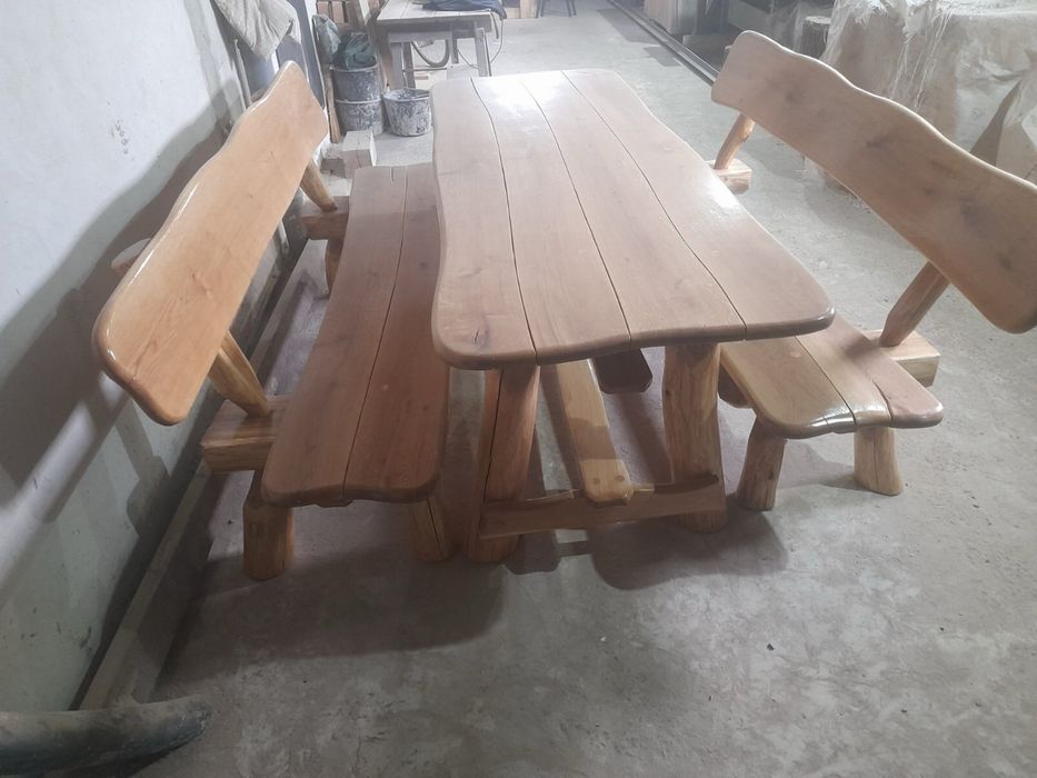 Дубовий стільз лавками(ручна робота)