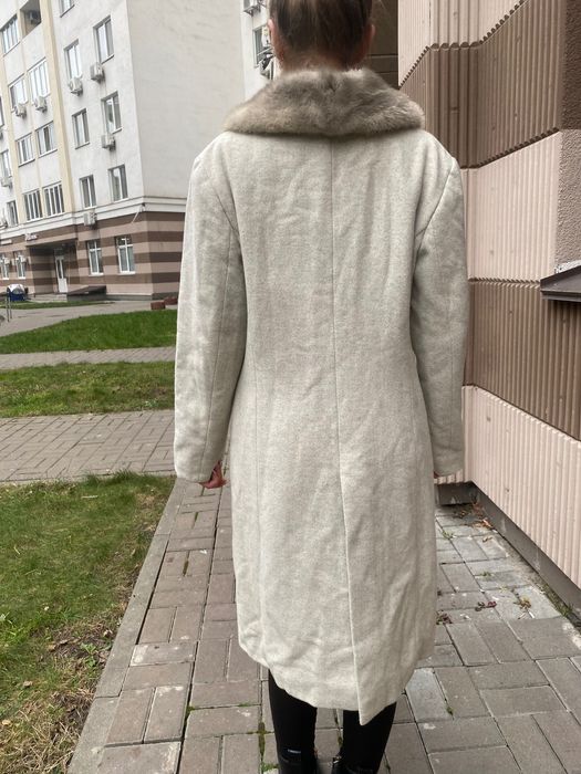 Роскошное шерстяное пальто воротник натуральная норка не соболь