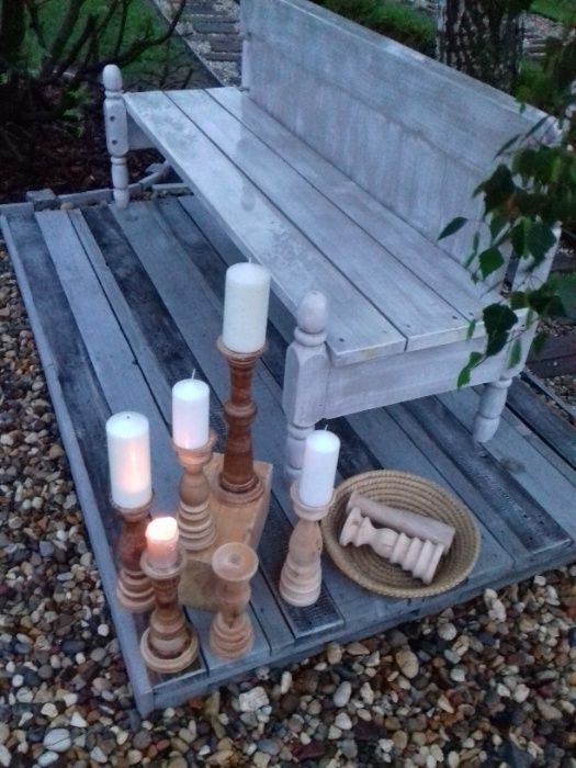 Świecznik rustykalny drewniany toczony dekoracje weselne