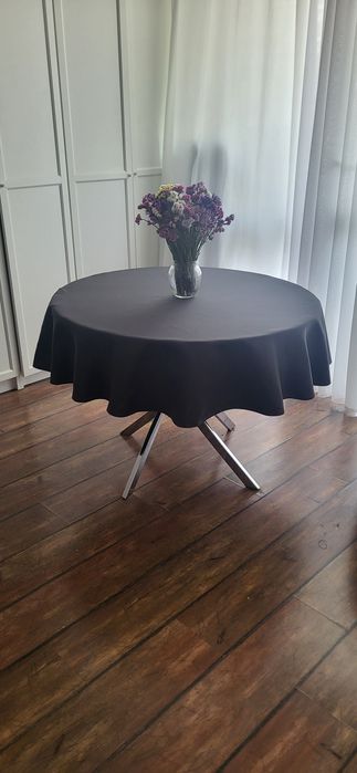 OKAZJA elegancki okrągły obrus 150cm ciemny szary obrus plamoodporny