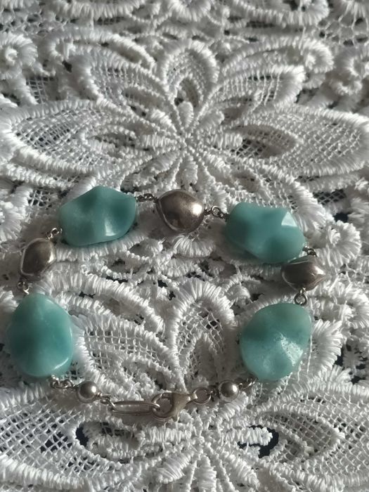 srebna beansoletka z kamieniami