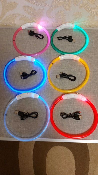 Автоматический поводок 3 м. и 5 м. СВЕТЯЩИЕСЯ ОШЕЙНИКИ размер S , M, L