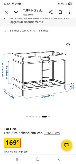 Beliche IKEA TUFFING – muito bom estado – com colchões