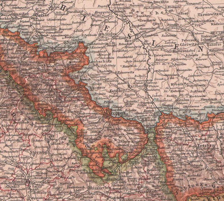 Czechy Morawy Śląsk duża efektowna mapa 1914 r. autentyk