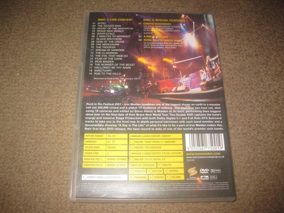 DVD Musical dos Iron Maiden "Rock in Rio" Edição Especial com 2 DVDs!