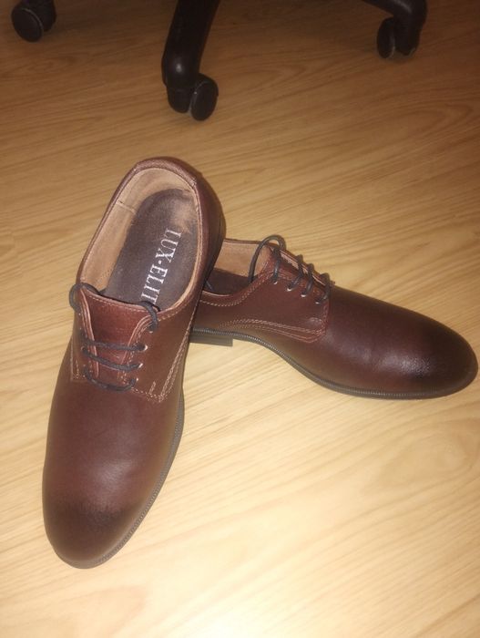 Туфлі чоловічі коричневі, натуральна шкіра. Броги