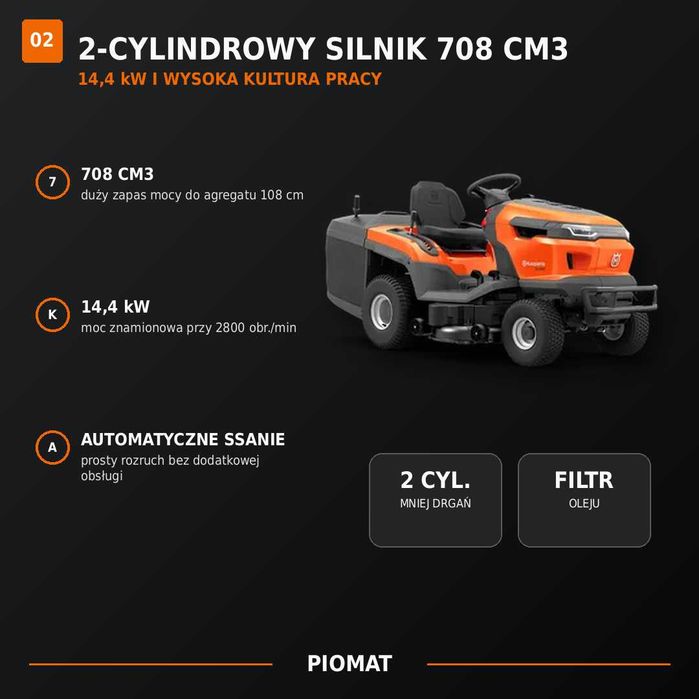 Husqvarna TC 220T 2 cylindry 108 cm tempomat 2 lata gwarancji