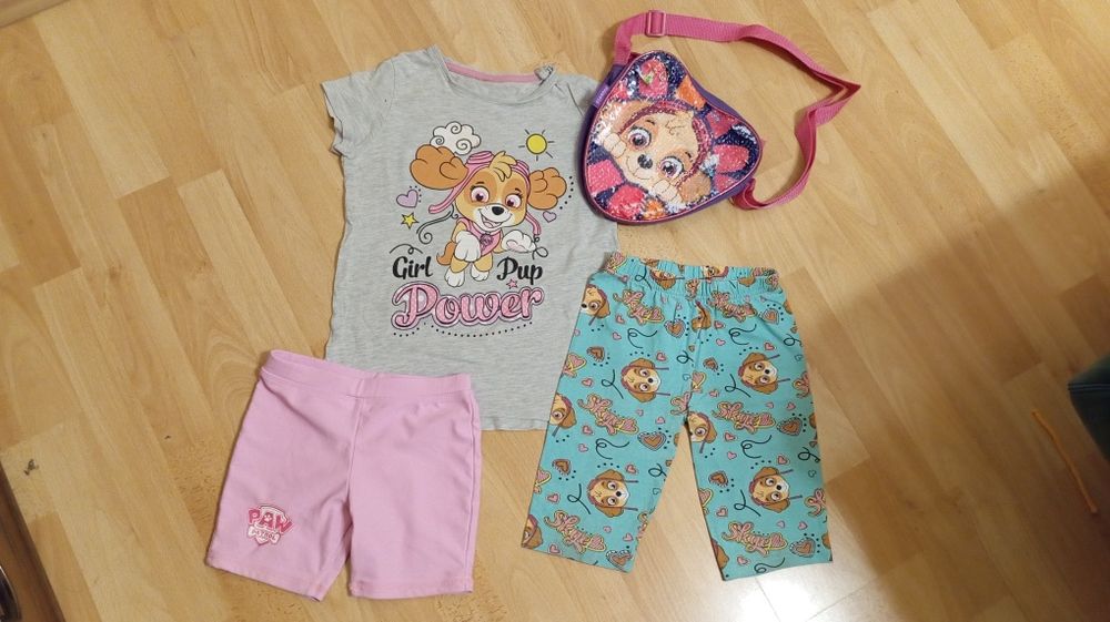 Zestaw Skye - Psi Patrol: torebka, 2x spodenki, koszulka