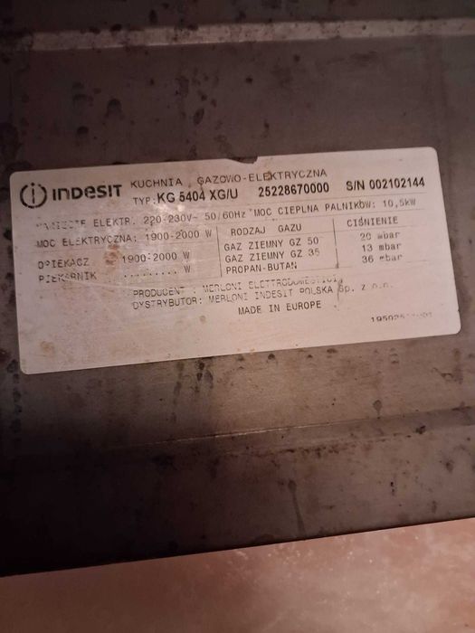 Kuchenka Gazowo Elektryczna 50 cm Indesit | Inox | Kraków