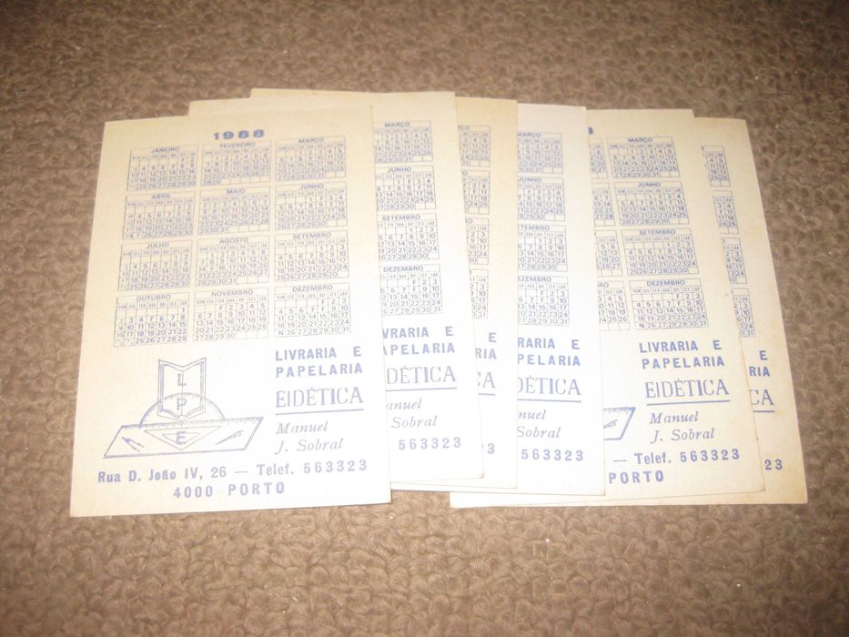 6 Calendários da "Livraria e Papelaria Eidética" Completa! Rara!