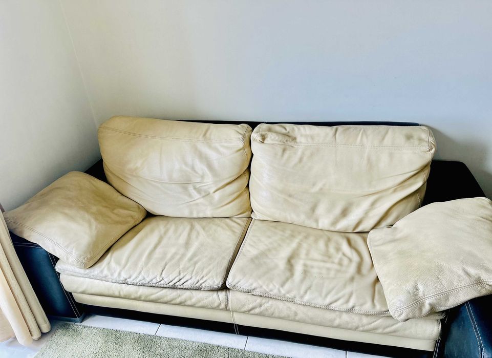 Par de sofás beje (pele)
