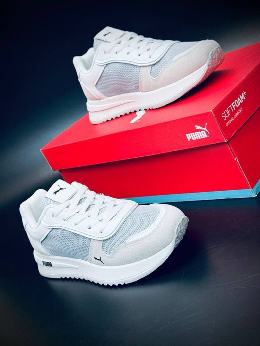 Кросівки з перфорацією пума • puma SoftFoam • шкіряні кожані кросовки • пума жіночі білі • підошва SpEVA • ідеальні на літо