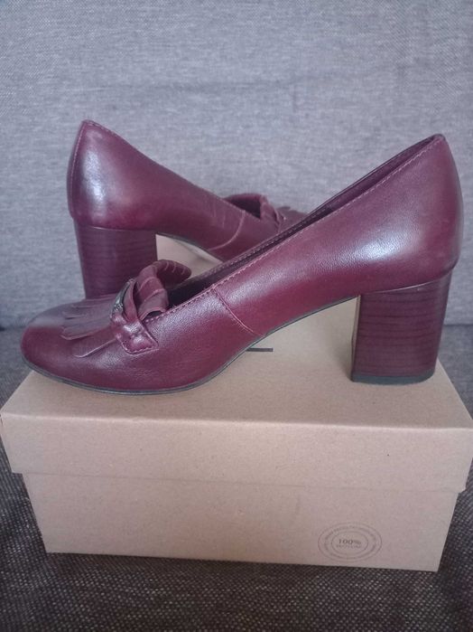 Burgundowe czółenka skóra 35 Lasocki 23 cm
