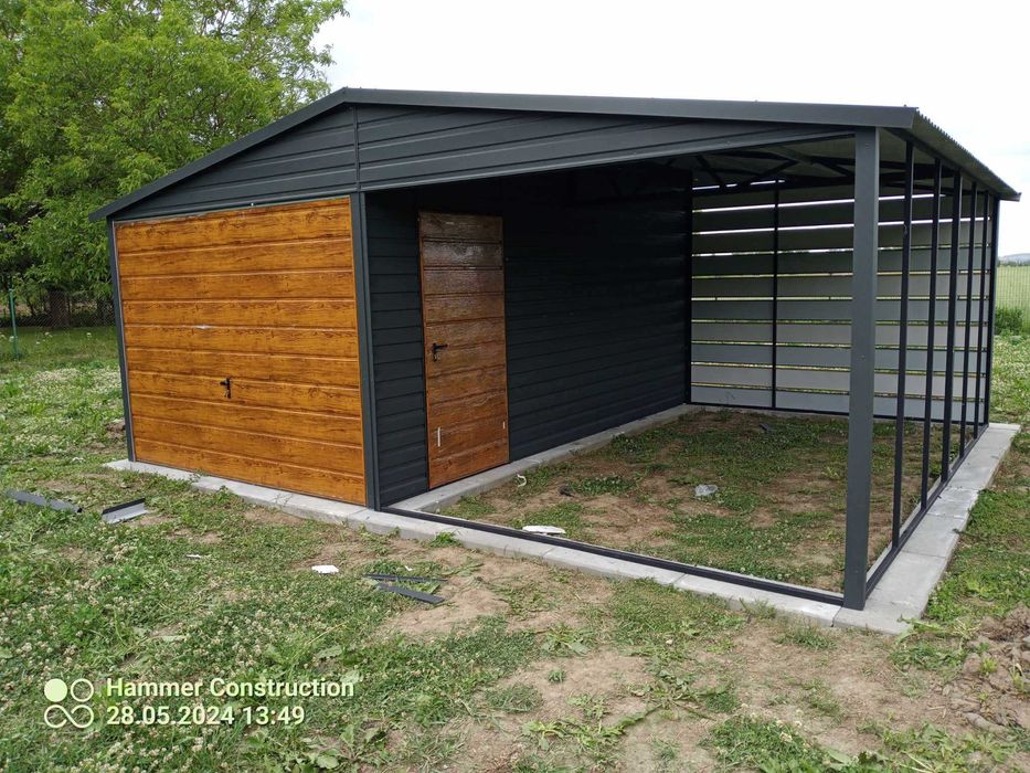 Garaż blaszany, wiata. WZMOCNIONY PROFILAMI. Producent. Cała POLSKA