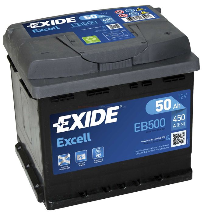 Akumulator EXIDE 50ah 450a EB500  ul. Wyzwolenia 3A
