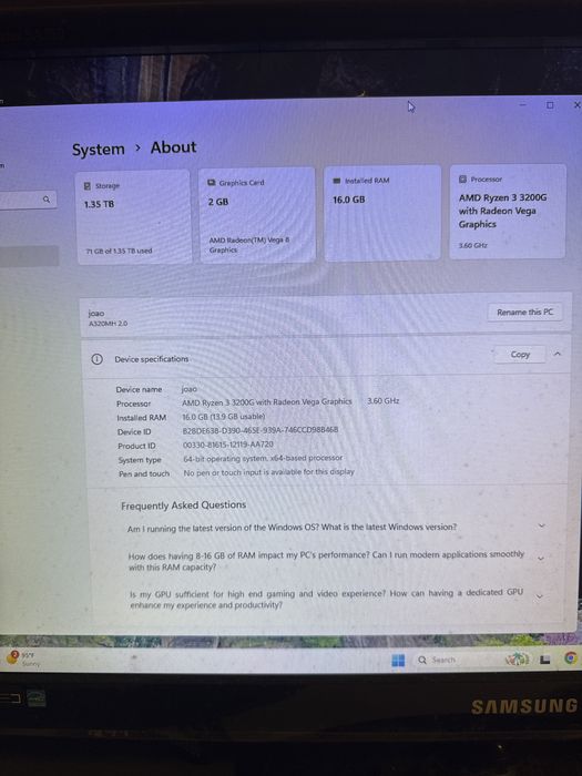 Computador 16Gb RAM 1.3T de memória