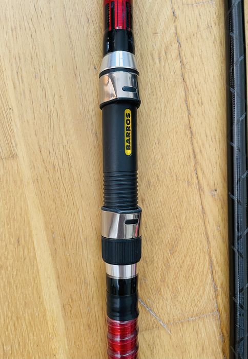 Conjunto Cana de pesca Barros Jumper e Carreto Surfcasting Caperlan Symbios como novos