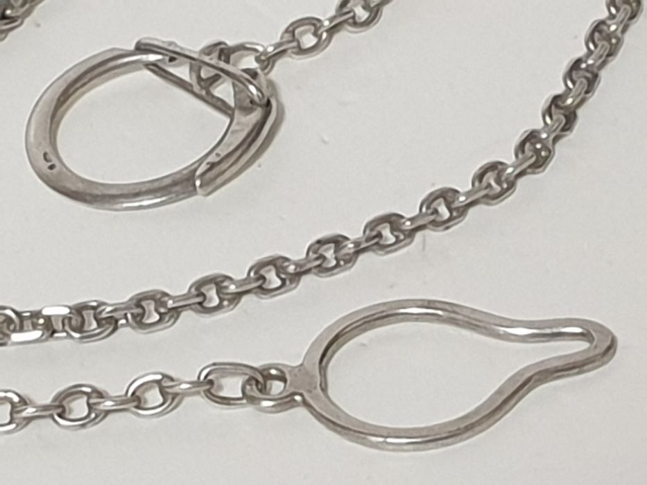 Fantástica antiga corrente de relógio de bolso em prata contrastada