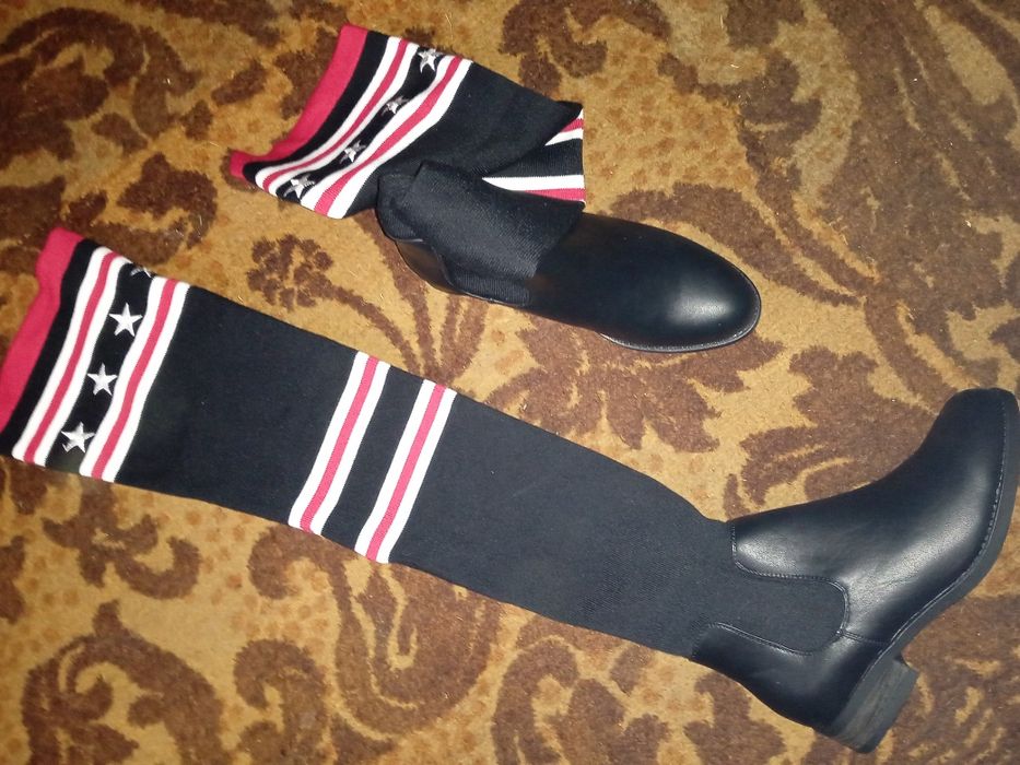 Skarpetowe Kozaki Botki Muszkieterki  Długie